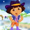 Help Dora to wear nice clothes in a beautiful snowy day. 